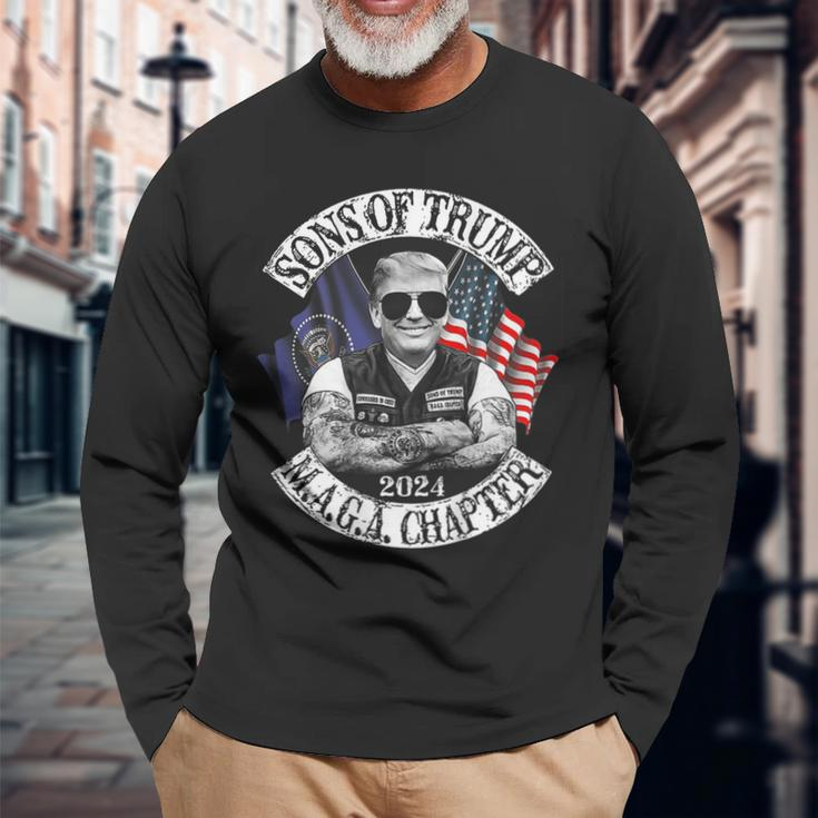 Sons Of Trump Maga Chapter 2024 On Back Maga Long Sleeve T-Shirt Gifts for Old Men