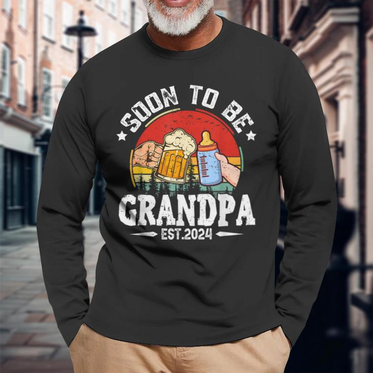 Soon To Be Grandpa 2024 Retro Pregnancy Announcement Dad Long Sleeve Gifts for Old Men