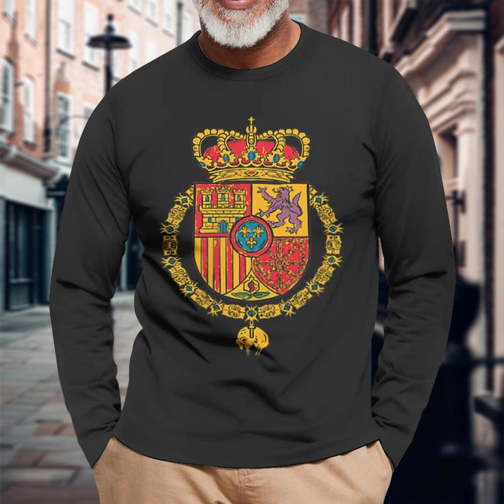 Spain Spanish Flag Symbol Spanish Pride Espana Spanish Roots Long Sleeve T-Shirt Gifts for Old Men