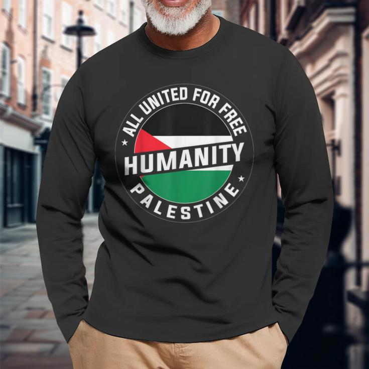 Stand With Palestine Free Palestine Peace Love Flag Long Sleeve T-Shirt Gifts for Old Men