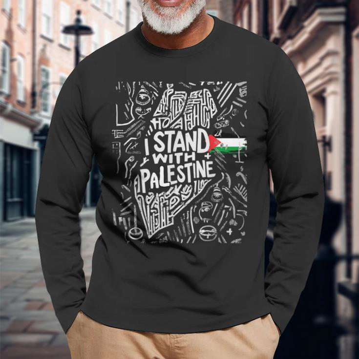 I Stand With Palestine Quote A Free Palestine Long Sleeve T-Shirt Gifts for Old Men