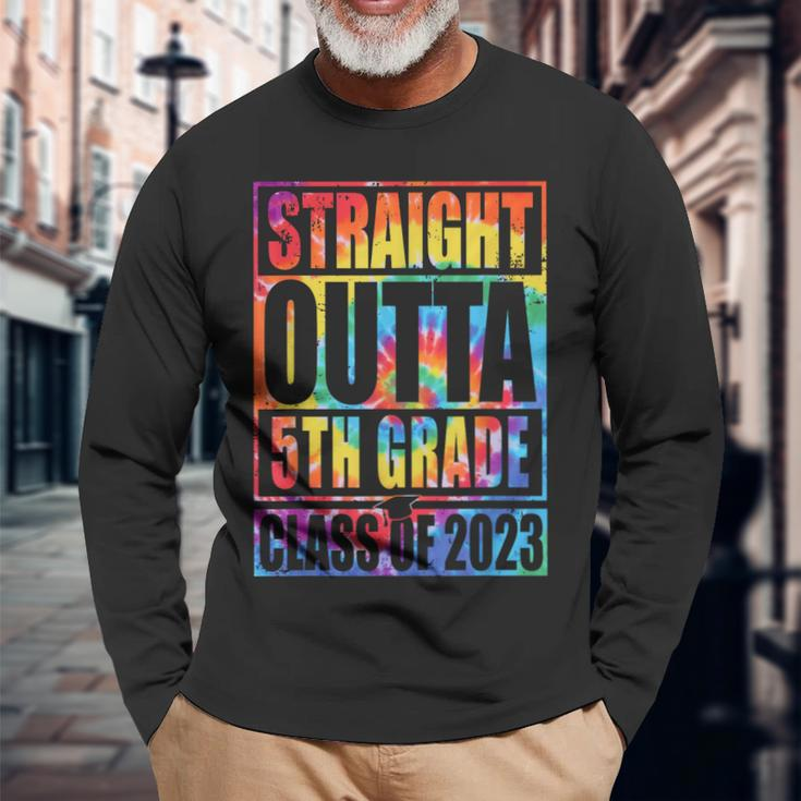 Straight Outta 5Th Grade Graduation Class Of 2023 Tie Dye Long Sleeve T-Shirt T-Shirt Gifts for Old Men