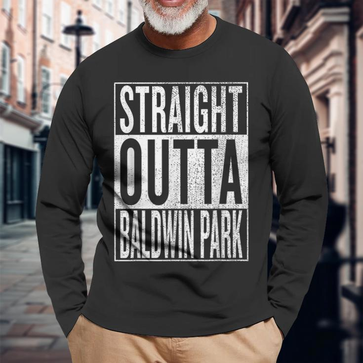 Straight Outta Baldwin Park Great Travel & Idea Long Sleeve T-Shirt Gifts for Old Men