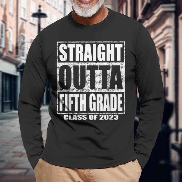 Straight Outta Fifth Grade Graduation Class 2023 5Th Grade Long Sleeve T-Shirt T-Shirt Gifts for Old Men