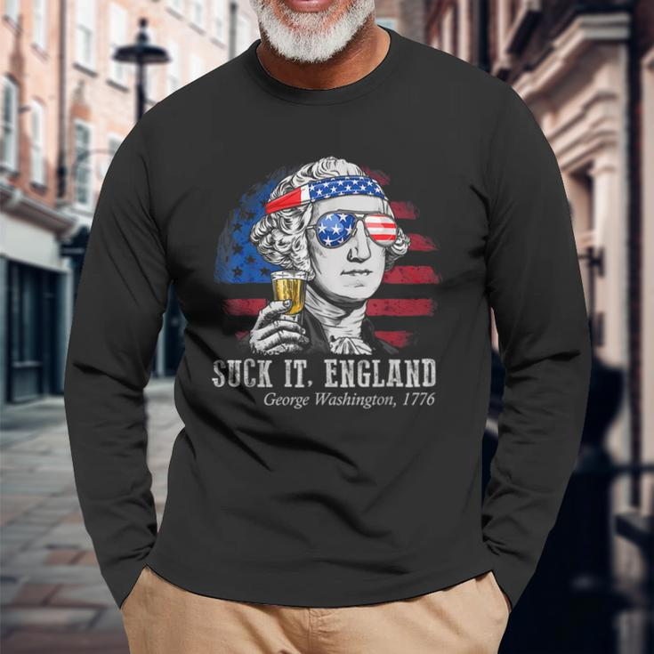 Suck It England 4Th Of July George Washington 1776 Long Sleeve T-Shirt Gifts for Old Men