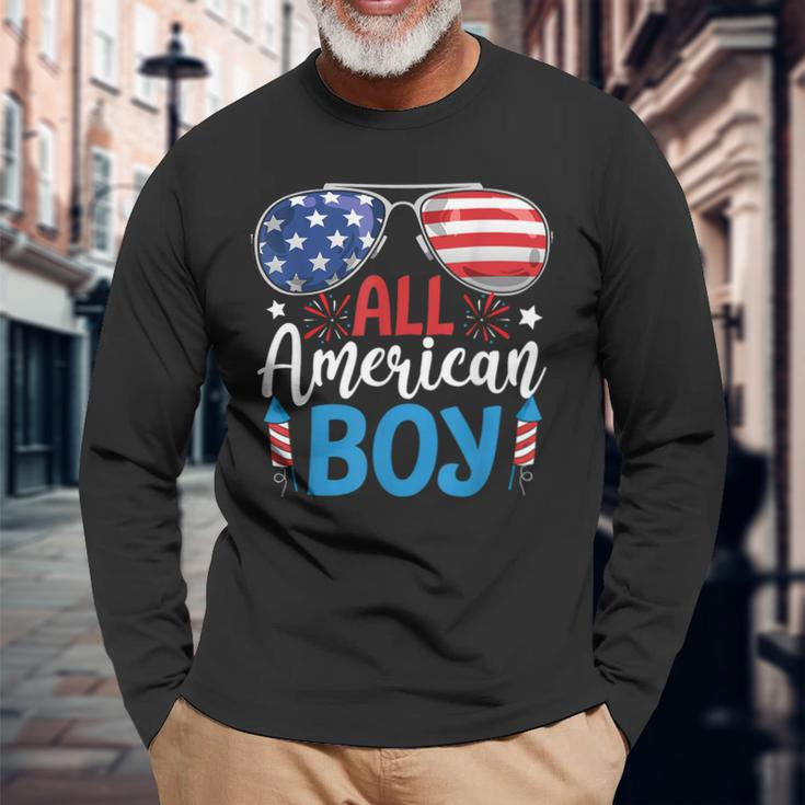 Sunglasses Stars Stripes All American Boy Freedom Usa Long Sleeve T-Shirt T-Shirt Gifts for Old Men