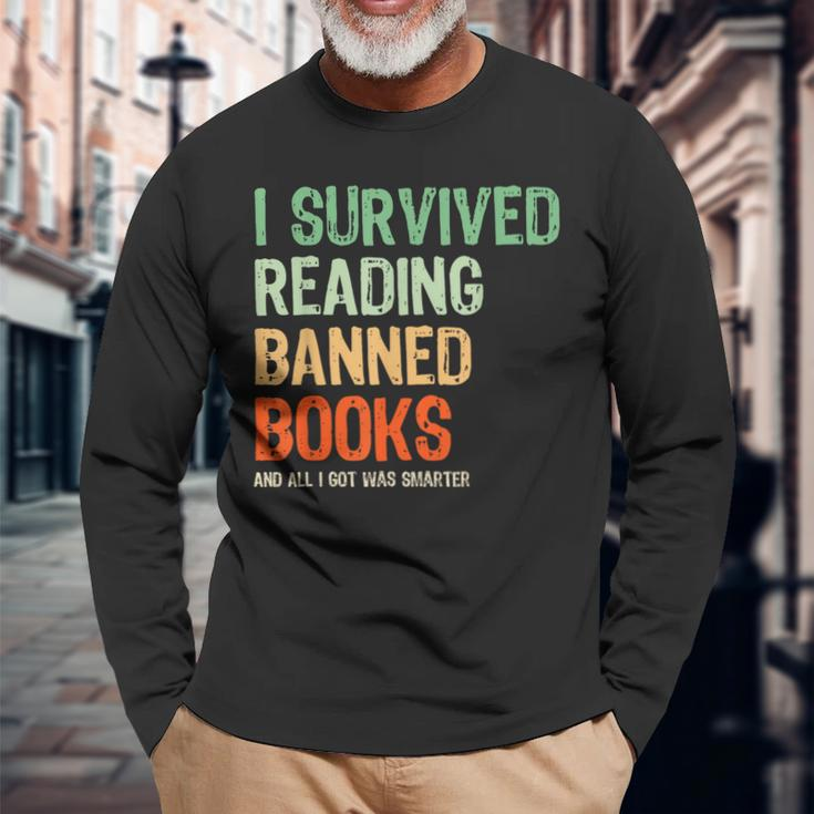 I Survived Reading Banned Books Book Lover Read Banned Books Long Sleeve Gifts for Old Men