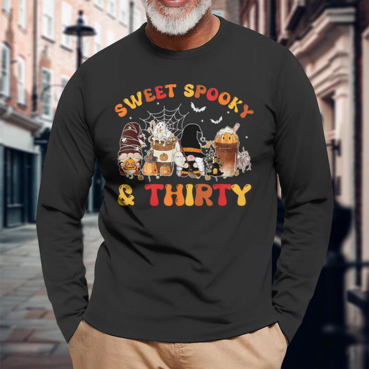 Sweet Spooky Thirty 30Th Birthday Pumpkin Spice Latte Long Sleeve T-Shirt Gifts for Old Men