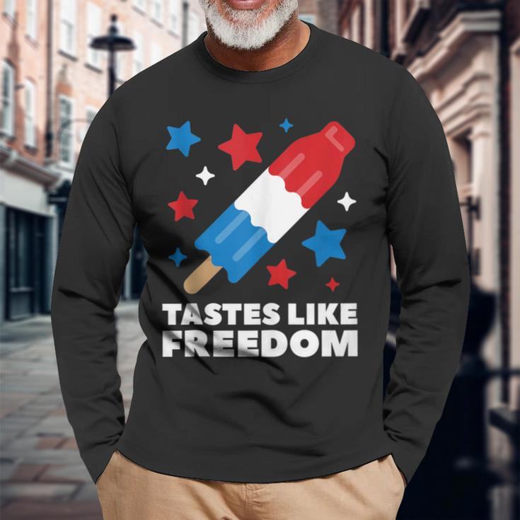 Tastes Like Freedom Icecream Ice Pop 4Th Of July Long Sleeve T-Shirt Gifts for Old Men