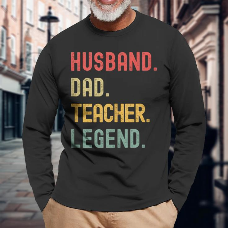 Teacher Husband Dad Legend Retro Vintage Dad Fathers Day Long Sleeve T-Shirt T-Shirt Gifts for Old Men