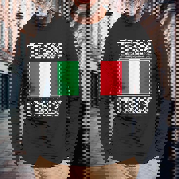 Team Italy Print Italian National Country Flag Italy Long Sleeve T-Shirt T-Shirt Gifts for Old Men