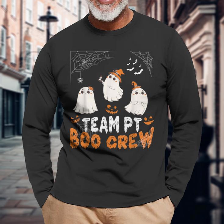 Team Pt Boo Crew Cute Ghost Halloween Physical Therapy Bats Long Sleeve T-Shirt Gifts for Old Men