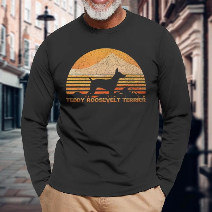 Teddy Roosevelt Terrier Lover Vintage Retro Long Sleeve T-Shirt Gifts for Old Men