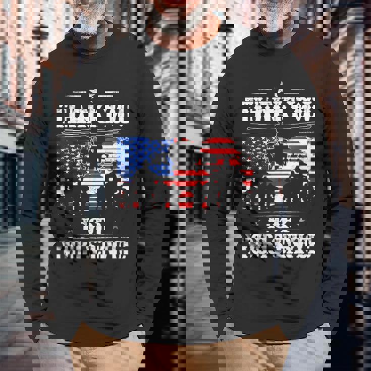 Thank You For Your Service Patriotic Veterans Day Long Sleeve T-Shirt Gifts for Old Men