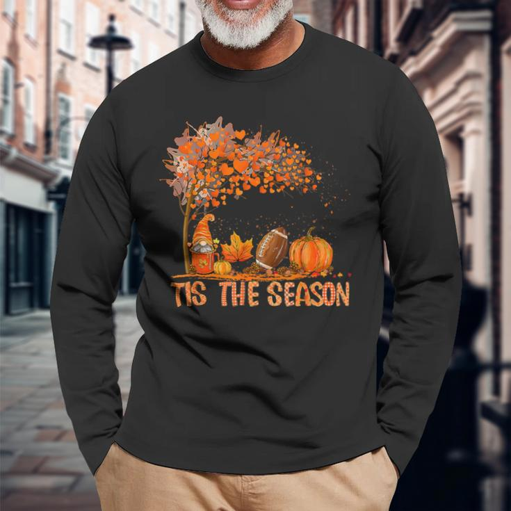 Tis The Season Gnome Pumpkin Spice Football Thanksgiving Long Sleeve T-Shirt Gifts for Old Men