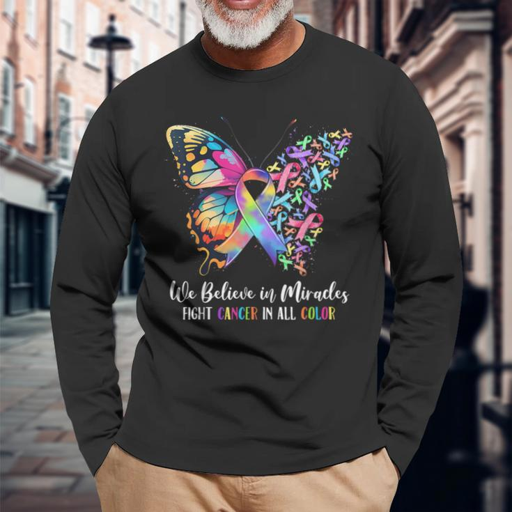 Together Believe In Miracles Fight Cancer In All Color Long Sleeve T-Shirt Gifts for Old Men