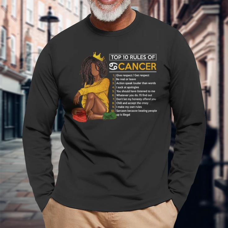 Top 10 Rules Of Cancer Zodiac Sign Horoscope Birthday Long Sleeve T-Shirt Gifts for Old Men