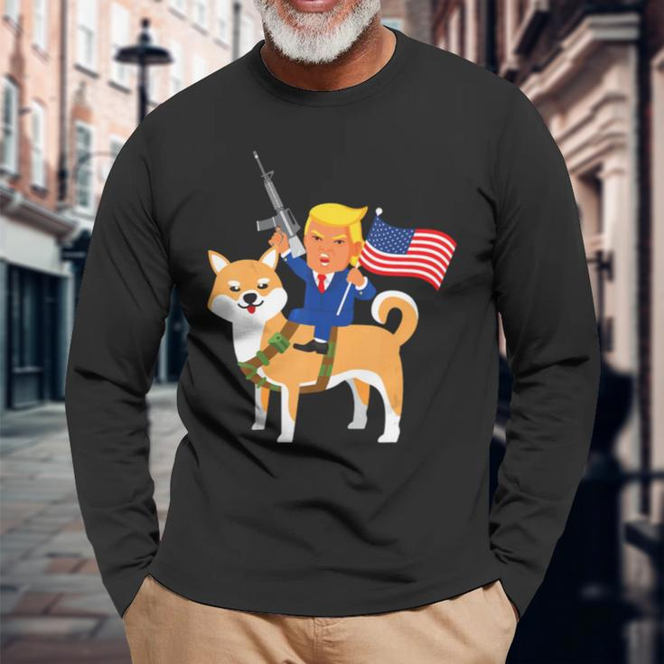 Trump Shiba Inu Gun Merica 2020 Election Long Sleeve T-Shirt Gifts for Old Men