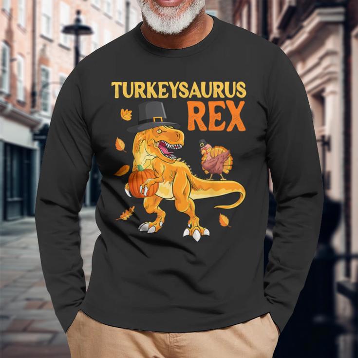 Turkeysaurus Rex Turkey Dab Dino Boys Toddler Thanksgiving Long Sleeve T-Shirt Gifts for Old Men