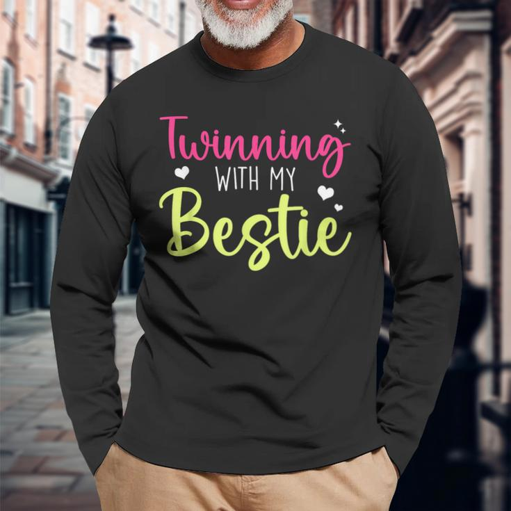 Twin Matching Twins Day Friend Twinning With My Bestie Long Sleeve T-Shirt Gifts for Old Men