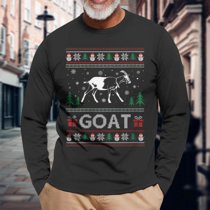 Ugly Christmas Sweater Goat Ugly Xmas Long Sleeve T-Shirt Gifts for Old Men