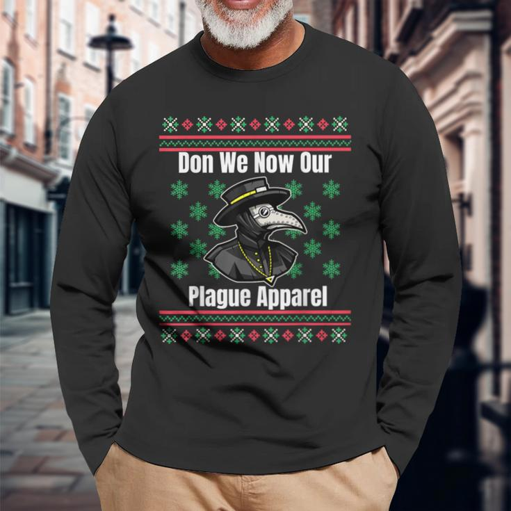 Ugly Christmas Sweater Style Plague Doctor Long Sleeve T-Shirt Gifts for Old Men