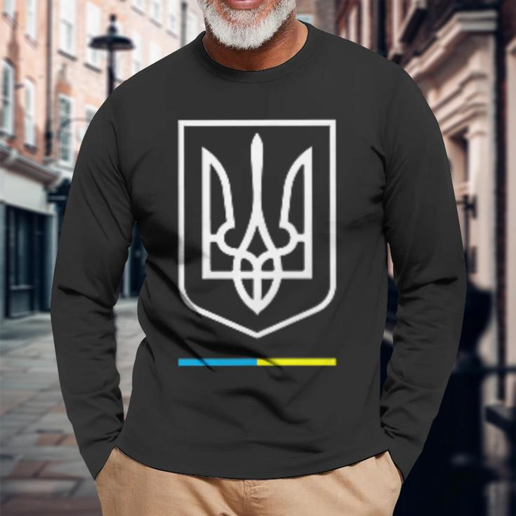Ukrainian Tryzub Symbol Ukraine Trident Long Sleeve T-Shirt T-Shirt Gifts for Old Men