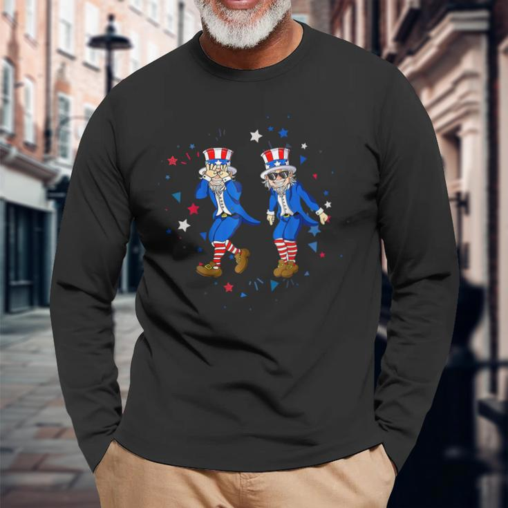 Uncle Sam Griddy 4Th Of July Fourth Dance Long Sleeve T-Shirt Gifts for Old Men