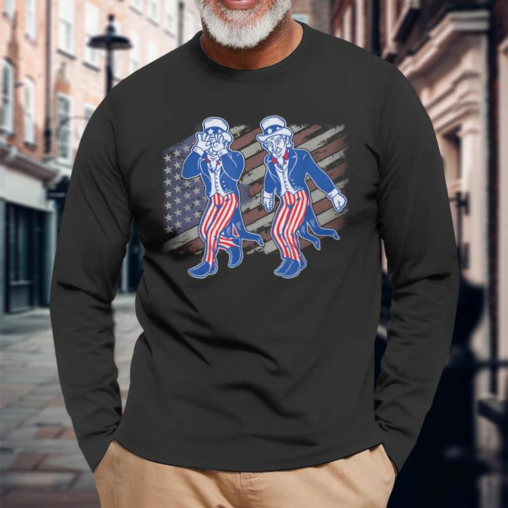 Uncle Sam Griddy 4Th Of July Independence Day American Flag Long Sleeve T-Shirt T-Shirt Gifts for Old Men