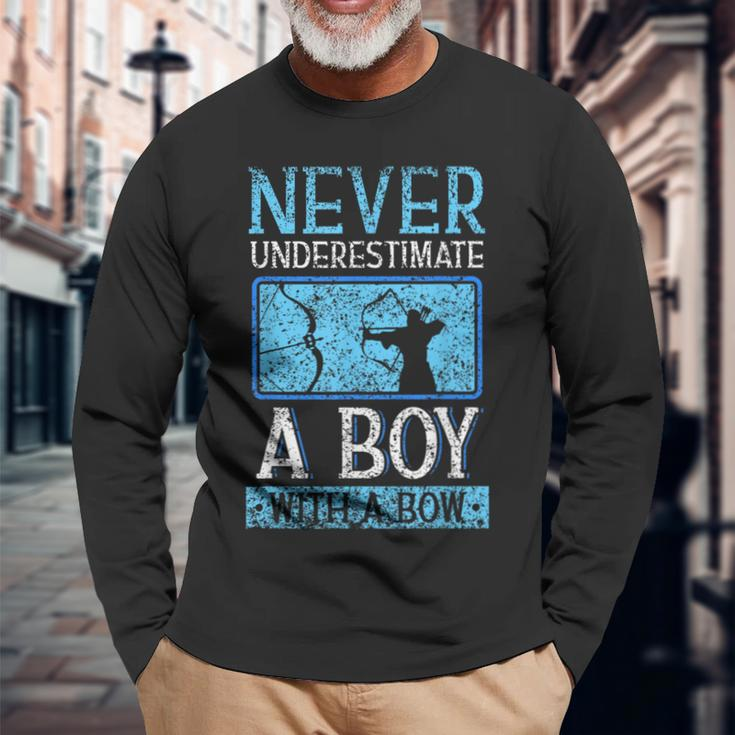 Never Underestimate A Boy With A Bow Arrow Archery Archer Long Sleeve T-Shirt Gifts for Old Men