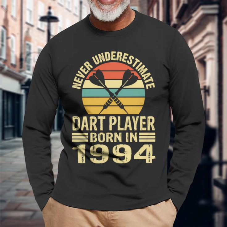 Never Underestimate Dart Player Born In 1994 Dart Darts Long Sleeve T-Shirt Gifts for Old Men