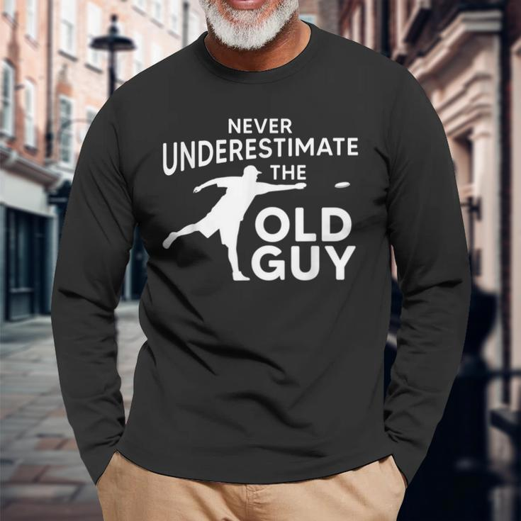 Never Underestimate An Old Man Disc Golf Best Long Sleeve T-Shirt Gifts for Old Men