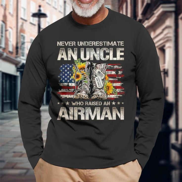 Never Underestimate An Uncle Who Raised An Airman Usaf Long Sleeve T-Shirt Gifts for Old Men