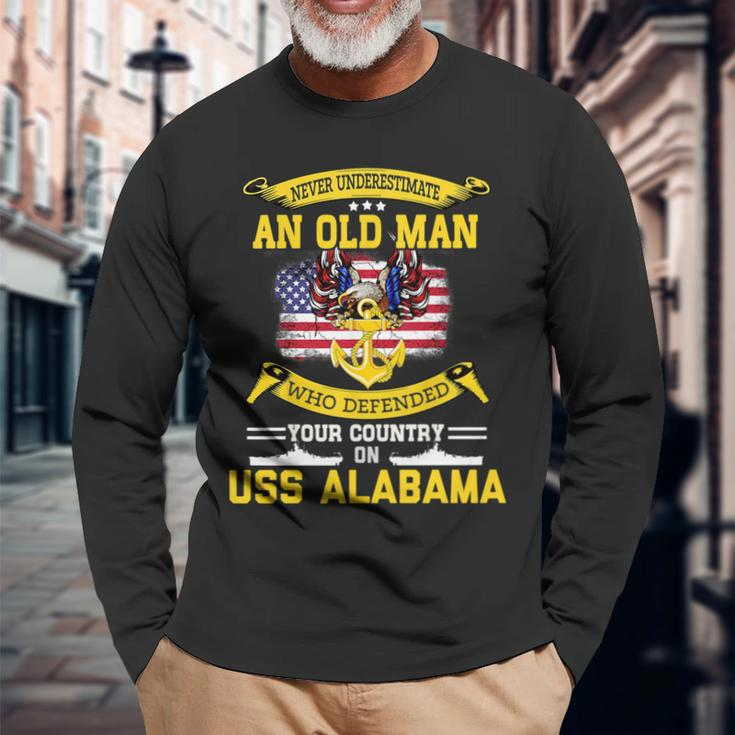 Never Underestimate Uss Alabama Bb60 Battleship Long Sleeve T-Shirt T-Shirt Gifts for Old Men