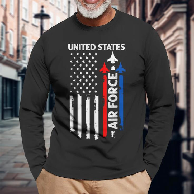 United States Air Force American Usa Flag July 4Th Patriotic Long Sleeve Gifts for Old Men