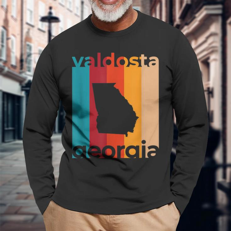 Valdosta Georgia Retro Cutout Ga Souvenir Long Sleeve T-Shirt Gifts for Old Men