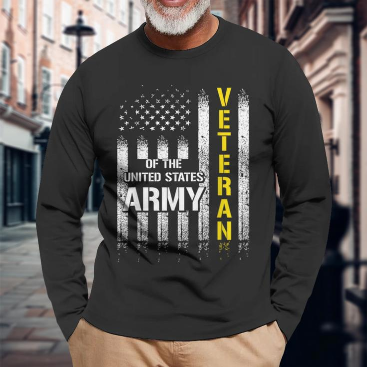 Veteran Of United States Us Army American Flag Long Sleeve T-Shirt Gifts for Old Men