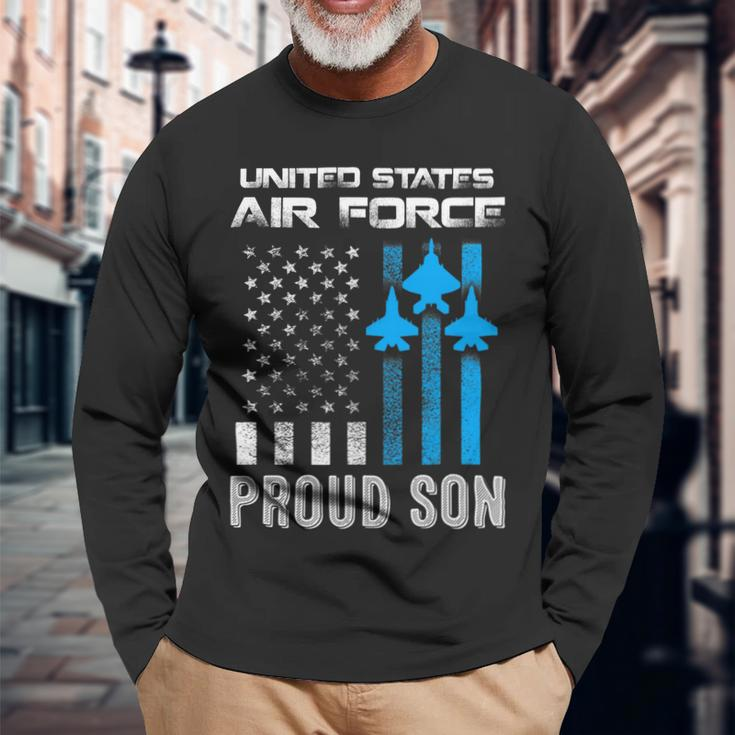 Veteran Vets Us Air Force Proud Son Proud Air Force Son Veteran Day Veterans Long Sleeve T-Shirt Gifts for Old Men