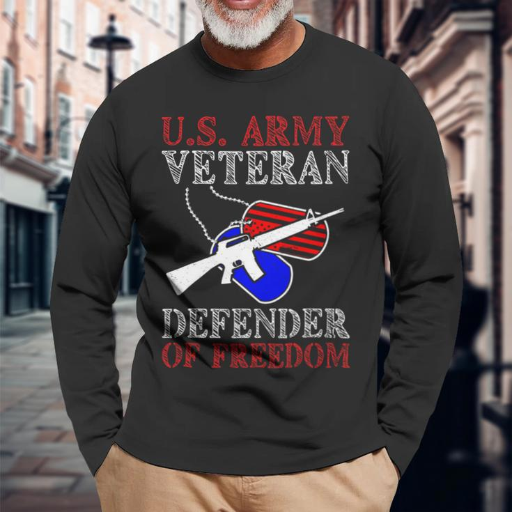 Veteran Vets Us Army Veteran Defender Of Freedom Fathers Veterans Day 5 Veterans Long Sleeve T-Shirt Gifts for Old Men