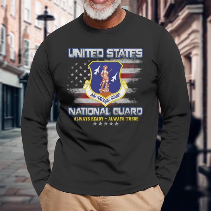 Veteran Vets US National Guard Veteran Always Ready Flag Vintage 181 Veterans Long Sleeve T-Shirt Gifts for Old Men