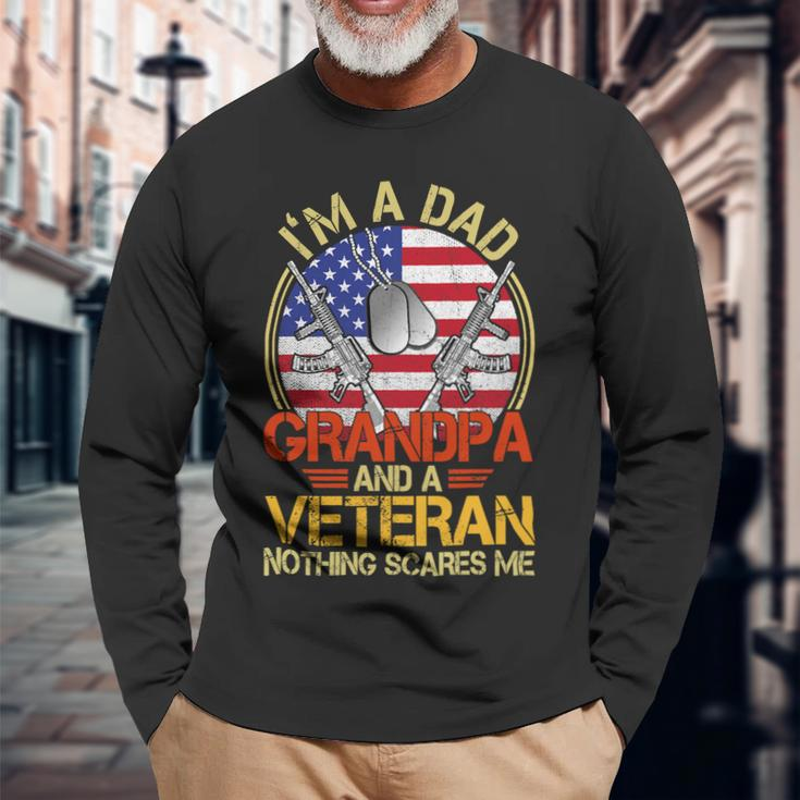 Veteran Vets Vintage Im A Dad A Grandpa And A Veteran Shirts Fathers Day 203 Veterans Long Sleeve T-Shirt Gifts for Old Men
