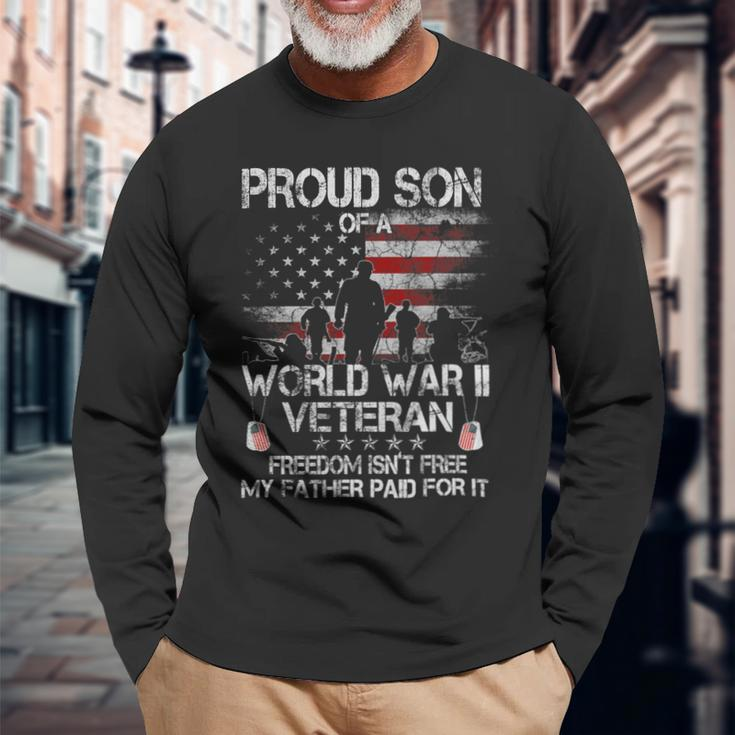 Veteran Vets Ww 2 Military Shirt Proud Son Of A Wwii Veterans Long Sleeve T-Shirt Gifts for Old Men