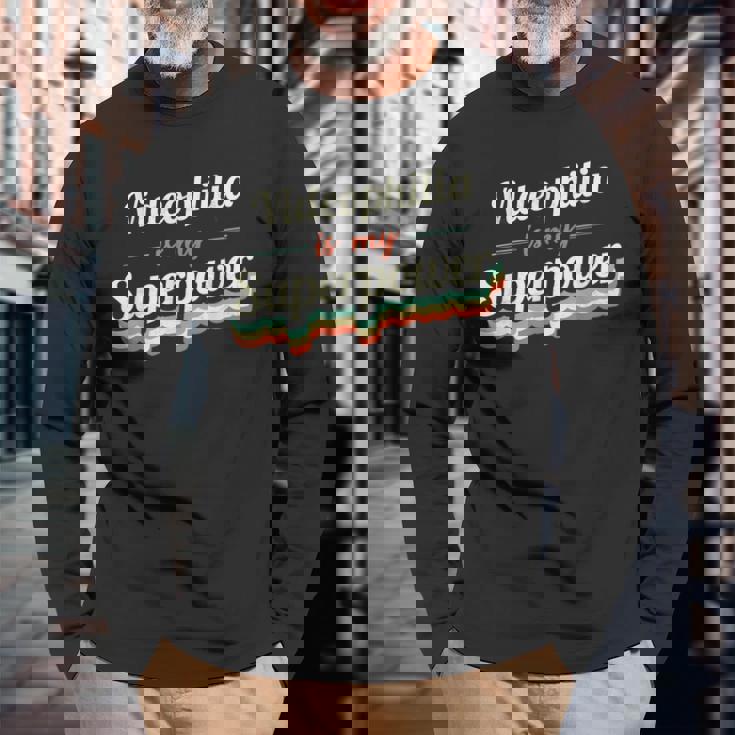 Videophilia Is My Superpower Videophilia Vintage Long Sleeve T-Shirt Gifts for Old Men