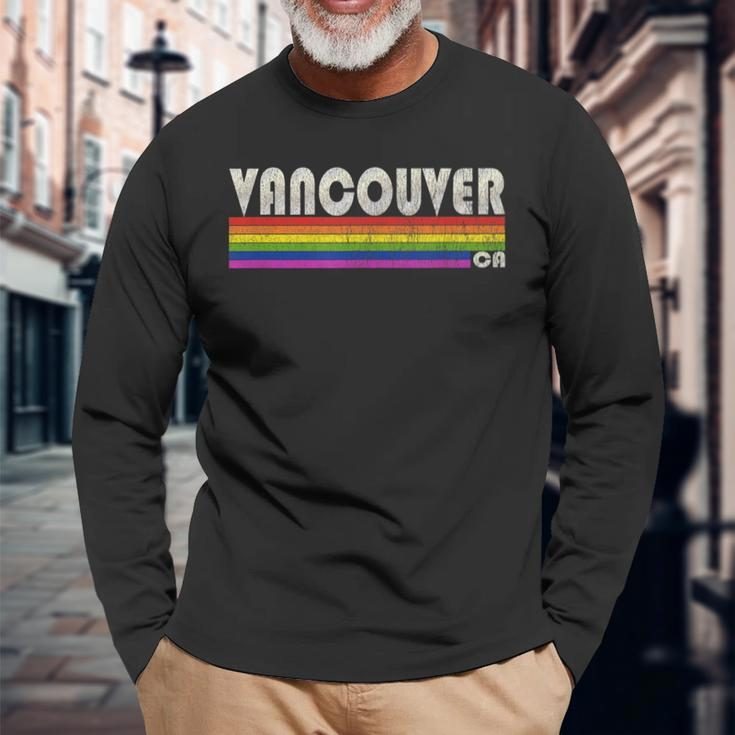 Vintage 80S Style Vancouver Ca Gay Pride Month Long Sleeve T-Shirt Gifts for Old Men