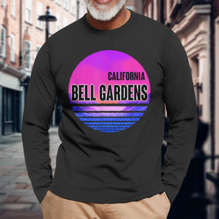 Vintage Bell Gardens Vaporwave California Long Sleeve T-Shirt Gifts for Old Men