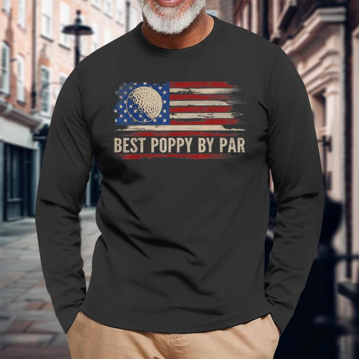 Vintage Best Poppy By Par American Flag GolfGolfer Long Sleeve T-Shirt Gifts for Old Men