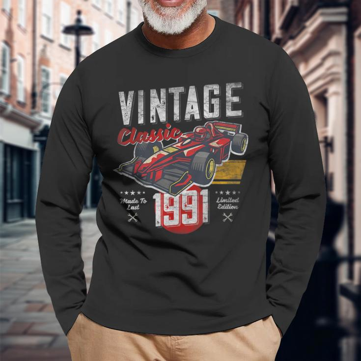 Vintage Born 1991 30Th Birthday Classic Retro Race Car Long Sleeve T-Shirt T-Shirt Gifts for Old Men