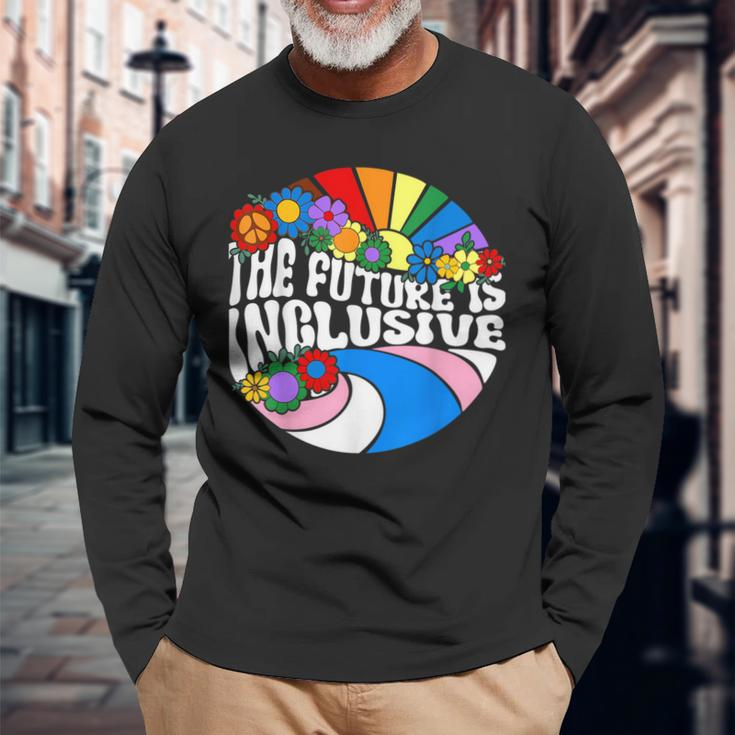 Vintage The Future Is Inclusive Lgbt Gay Rights Pride Long Sleeve T-Shirt Gifts for Old Men