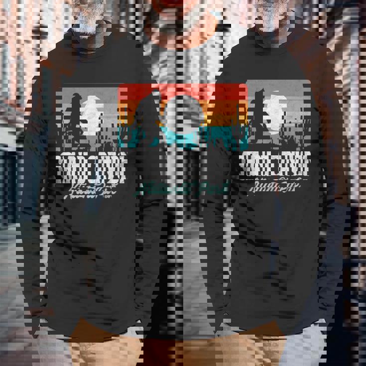 Vintage Grand Canyon National Park Bigfoot Desert Graphic Long Sleeve T-Shirt Gifts for Old Men