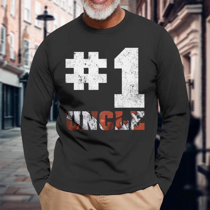 Vintage Number One American Football Uncle Fathers Day Long Sleeve T-Shirt T-Shirt Gifts for Old Men